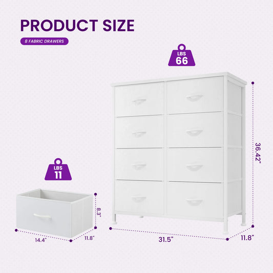 8-Drawer Fabric Dresser Storage Cabinet