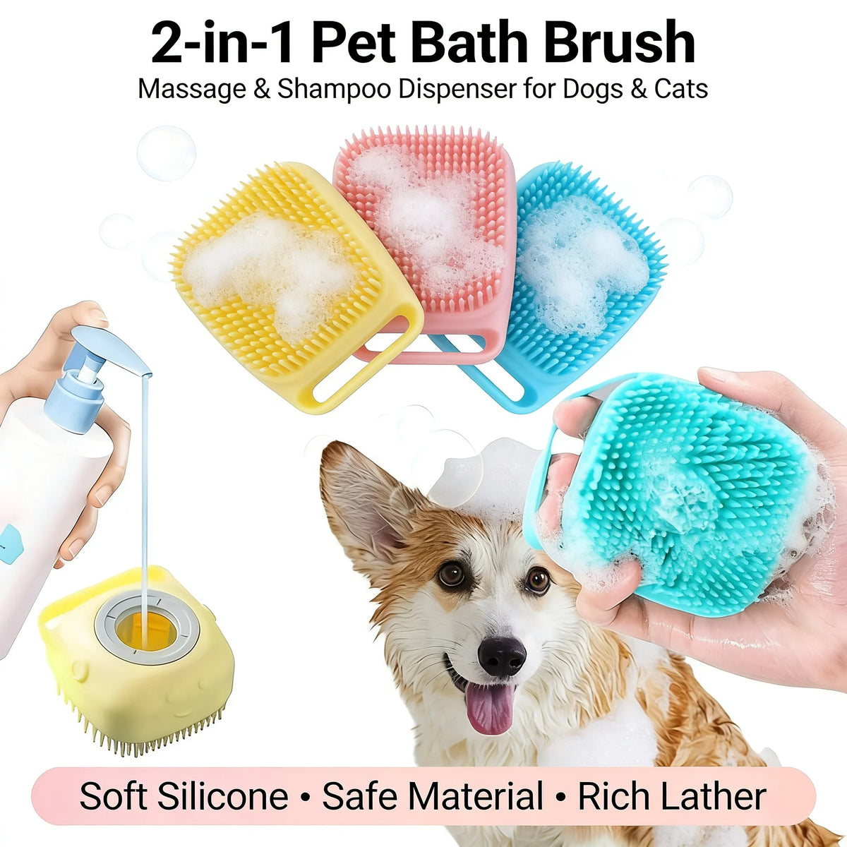 2-in-1 Pet Bath Massage Brush
