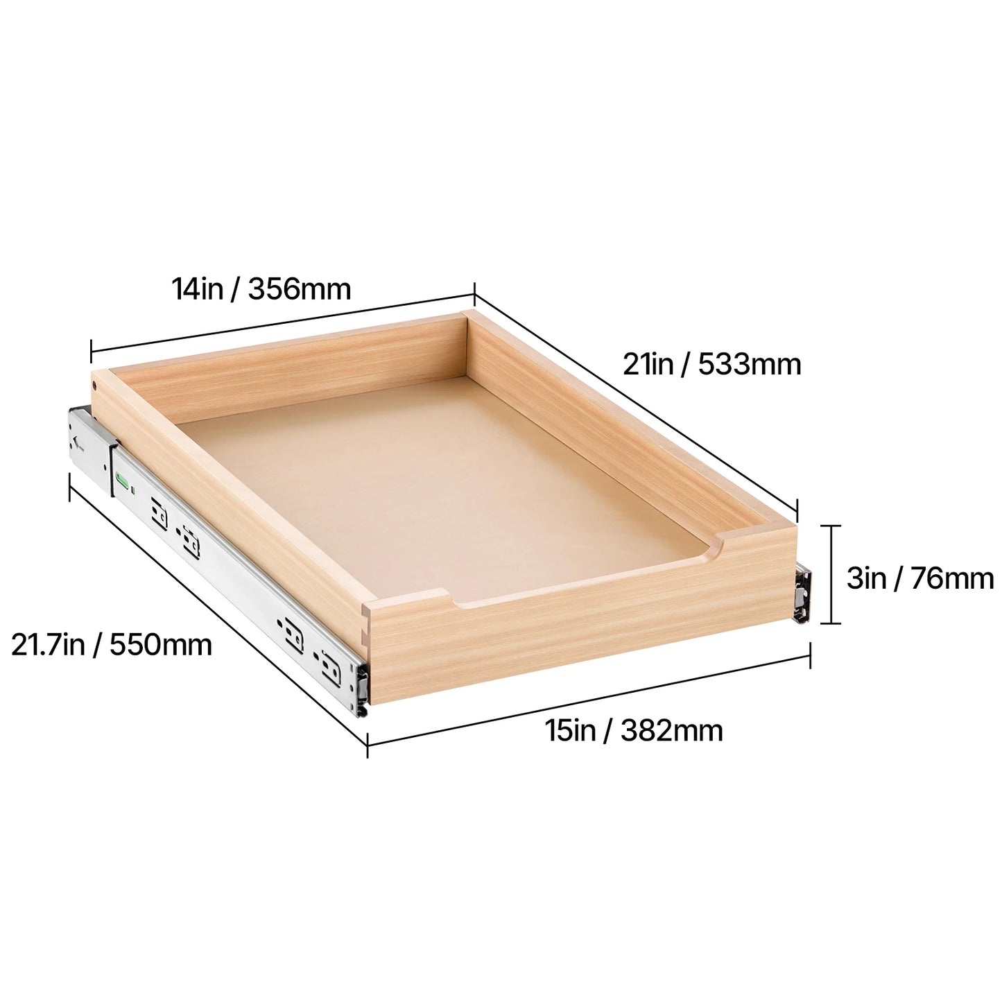 Pull-Out Cabinet Organizer with Soft-Close Wood Drawer