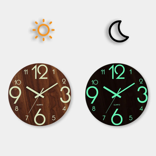 Luminous Silent Wooden Wall Clock