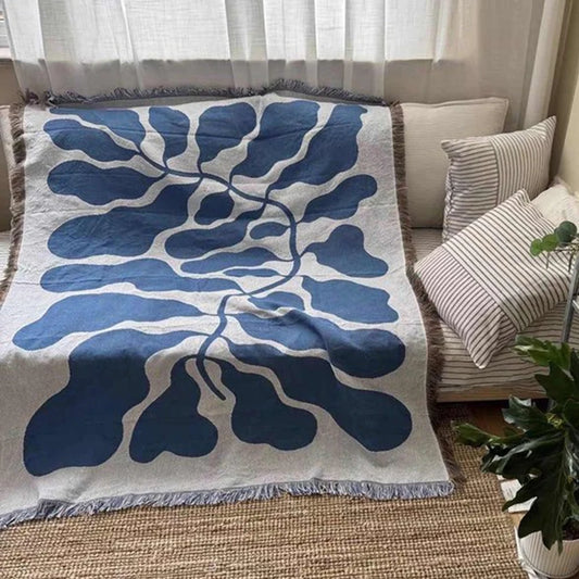 Blue Jacquard Cat Throw Blanket