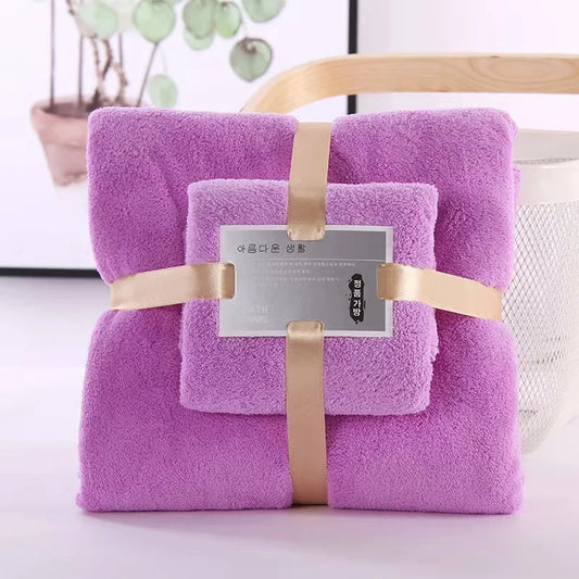 2-Piece Coral Velvet Bath Towel Set