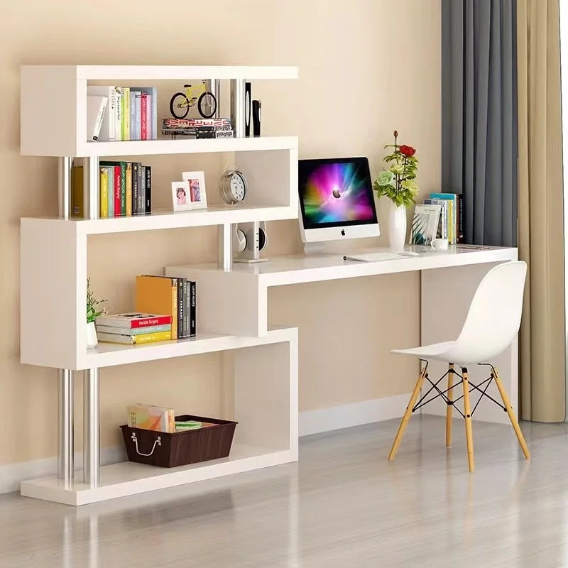 Modern L-Shaped Computer Desk with Bookshelf