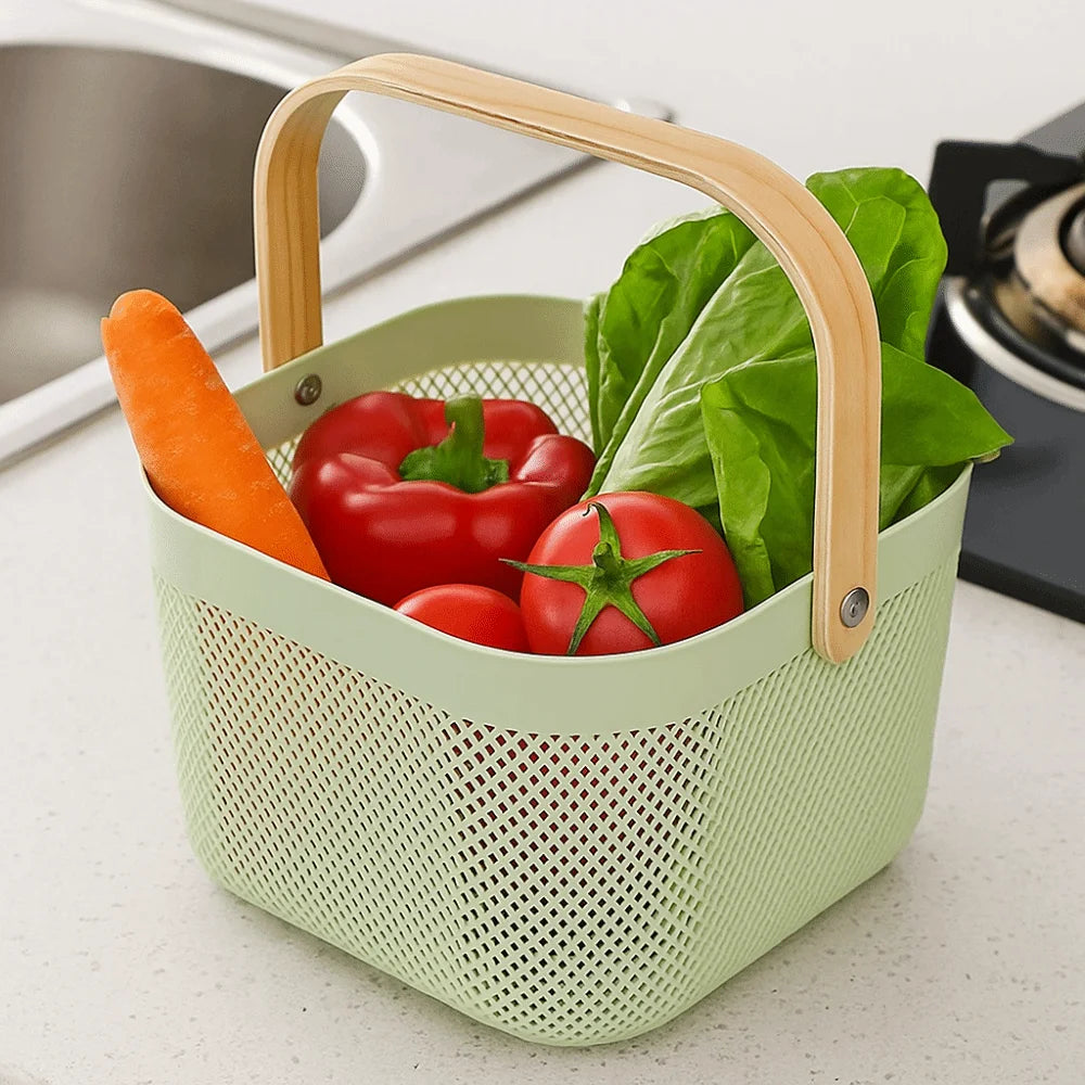 Large Capacity Plastic Storage Basket with Handle