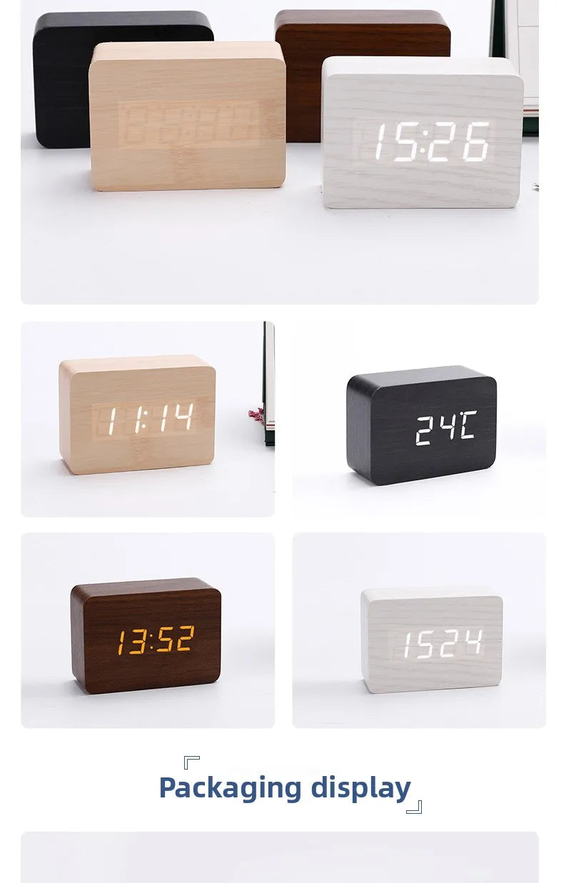 LED Wooden Digital Alarm Clock