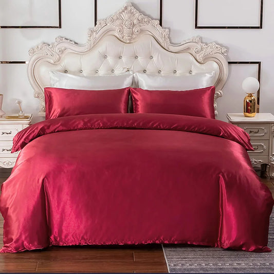 Soft Silky Duvet Cover Set with Zipper & Corner Ties