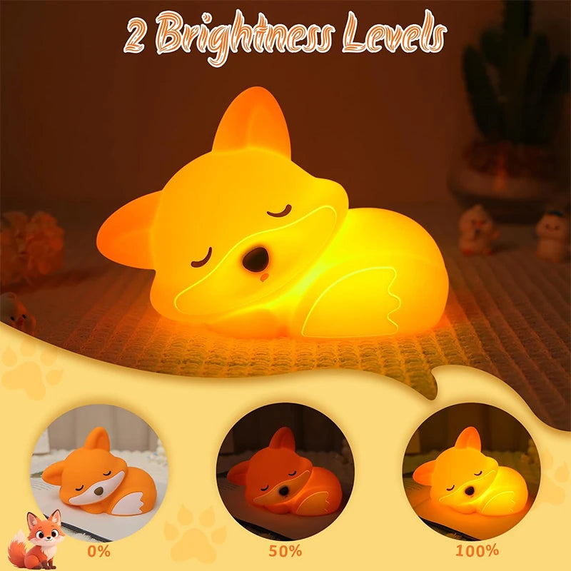 Cute Fox Silicone Night Light Lamp