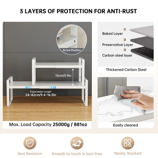 Adjustable Under Sink & Cabinet Storage Rack