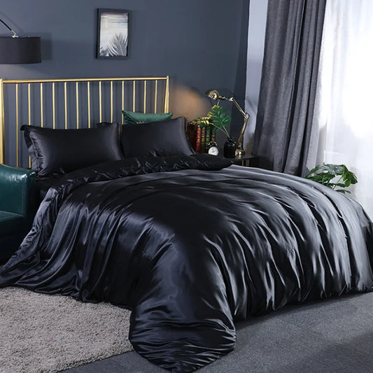 Soft Silky Duvet Cover Set with Zipper & Corner Ties