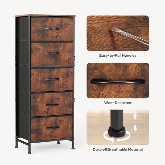 5-Drawer Fabric Dresser & Nightstand