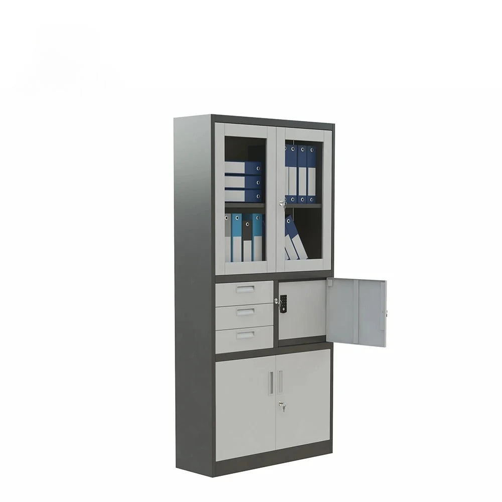 3 Drawer Office Storage Cabinet with Glass Doors
