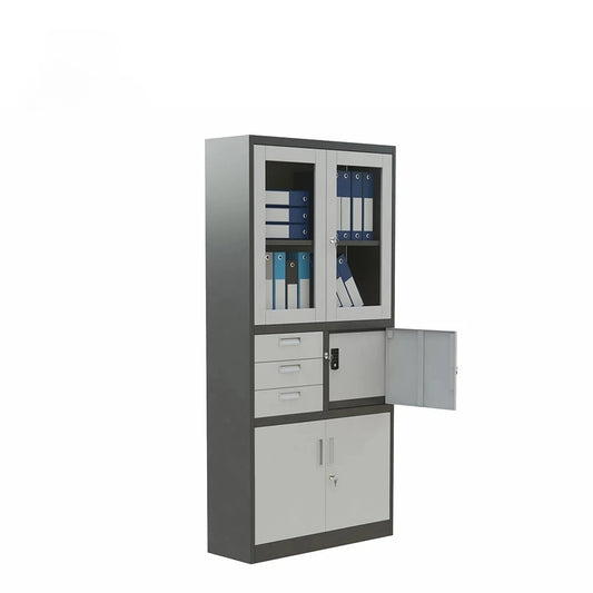 3 Drawer Office Storage Cabinet with Glass Doors