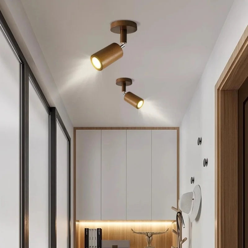 Wooden Adjustable Ceiling Spotlight