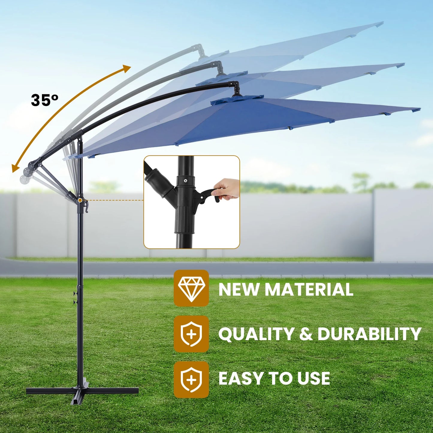 Outdoor 10FT Cantilever Patio Umbrella with Tilt Adjustment