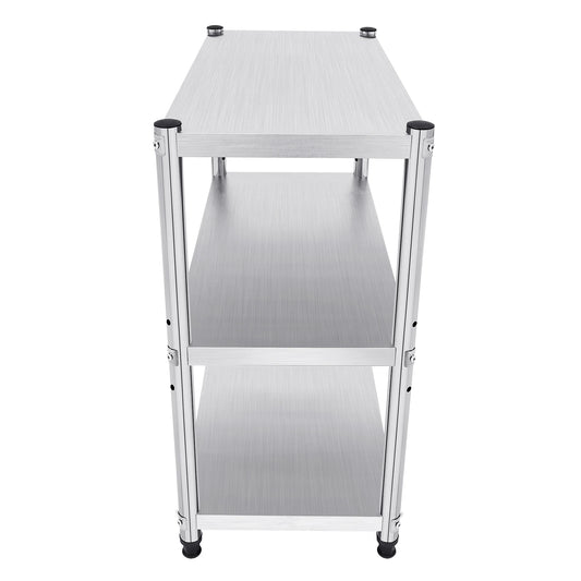 3-Tier Stainless Steel Kitchen Work Table with Adjustable Shelf