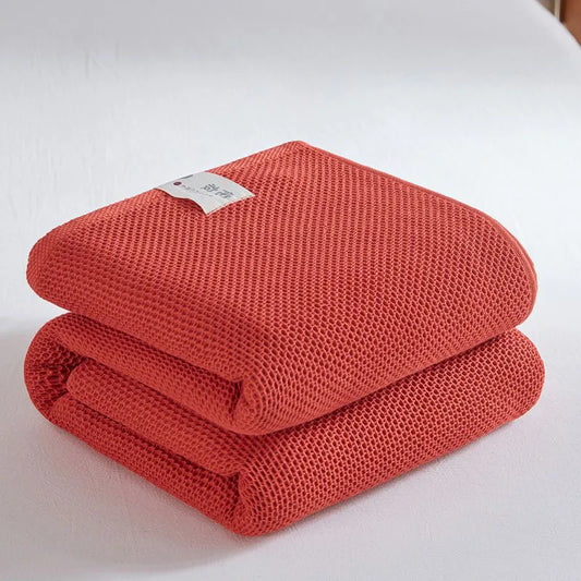 Waffle Plaid Cotton Blend Blanket