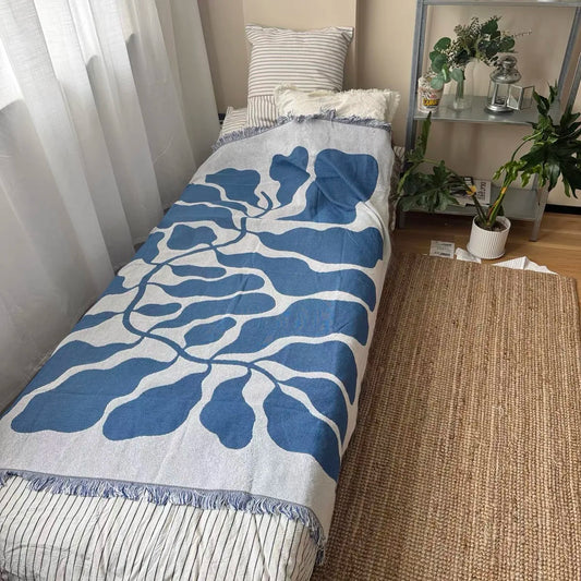 Blue Jacquard Cat Throw Blanket