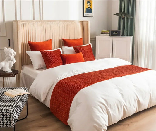 Luxury Velvet Geometric Bed Runner