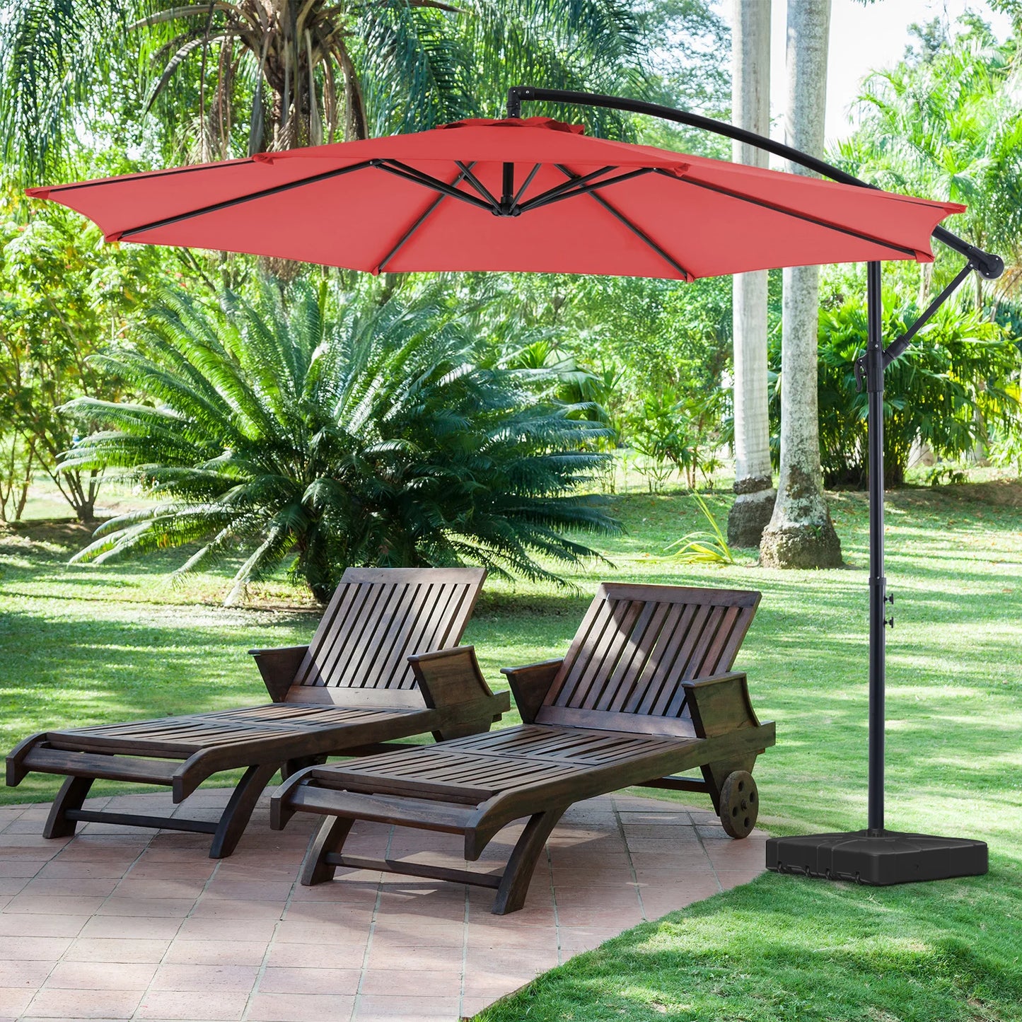 Outdoor 10FT Cantilever Patio Umbrella with Tilt Adjustment