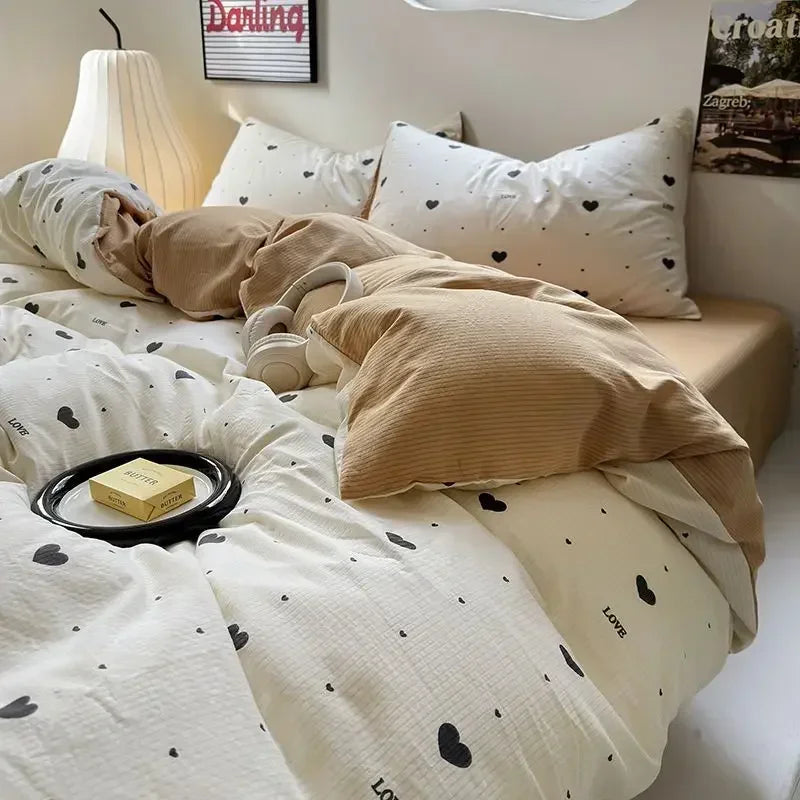 Floral Washed Duvet Cover Bedding Set