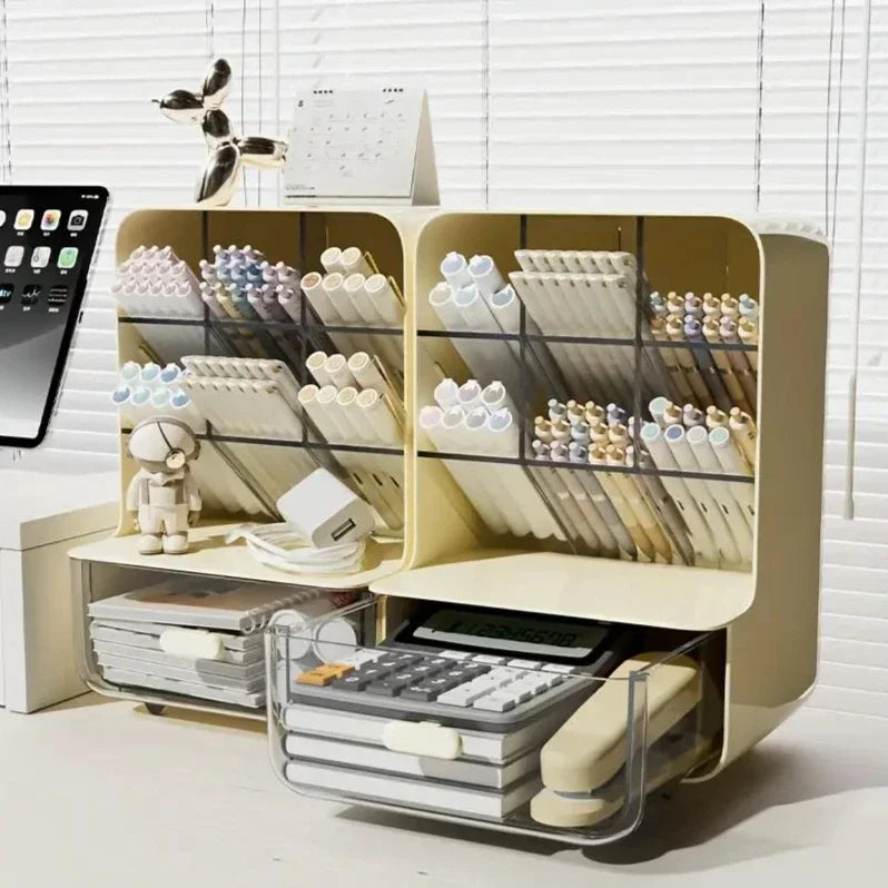Multi-Layer Desk Organizer Large Capacity Pencil Holder Storage Box