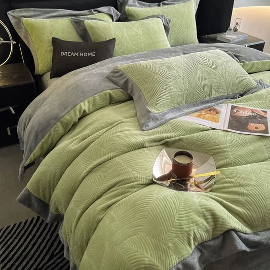 Luxury Carved Velvet Jacquard Duvet Cover Set