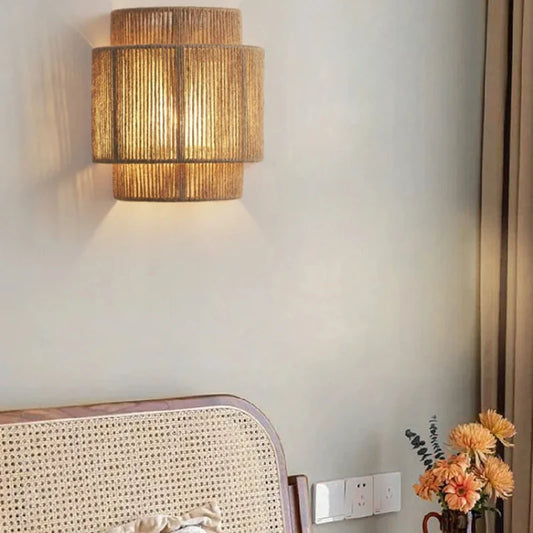 Retro Rattan Wall Lamp