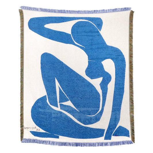 Blue Jacquard Cat Throw Blanket
