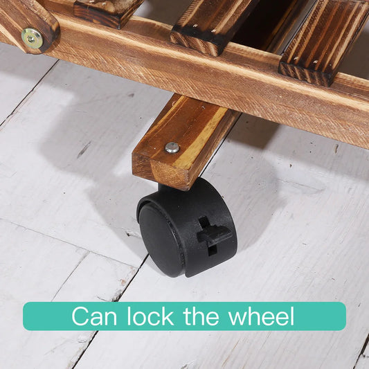 Multi-layer Rolling Wooden Plant Stand with Wheels