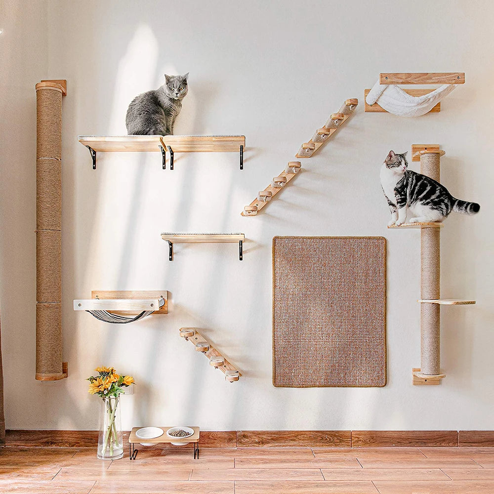 Wall Mounted Cat Climbing Shelf & Scratcher