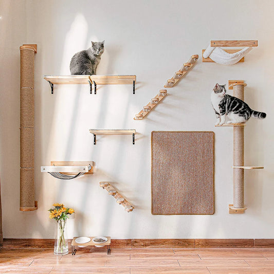 Wall Mounted Cat Climbing Shelf & Scratcher