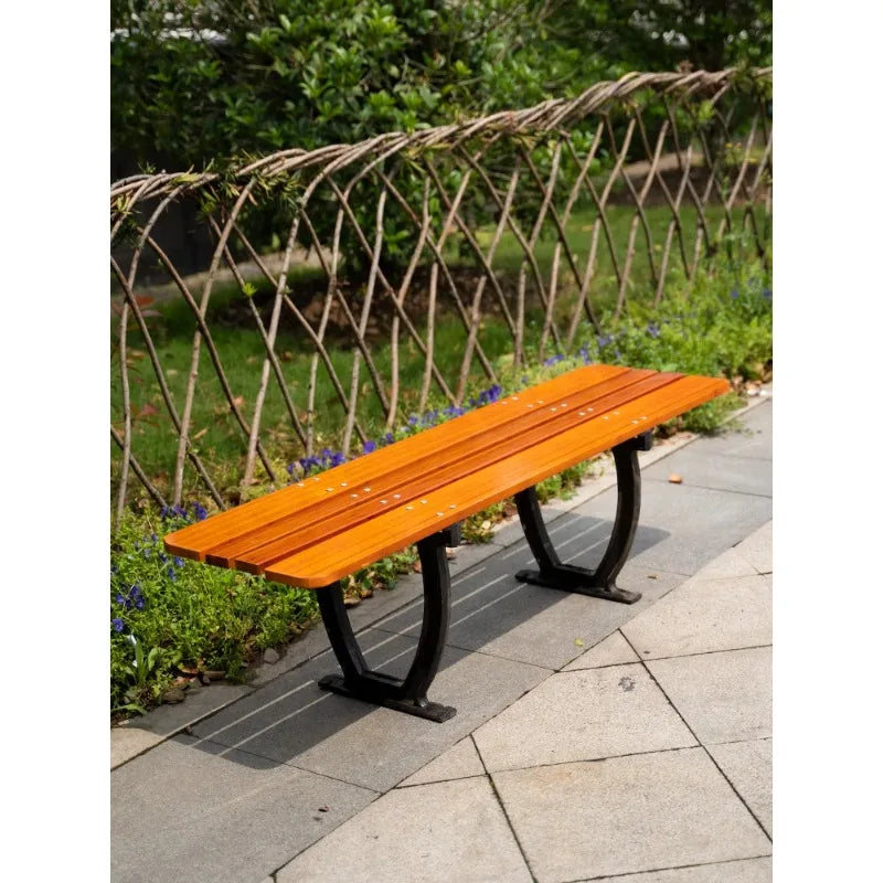 Solid Wood & Aluminum Outdoor Garden Bench