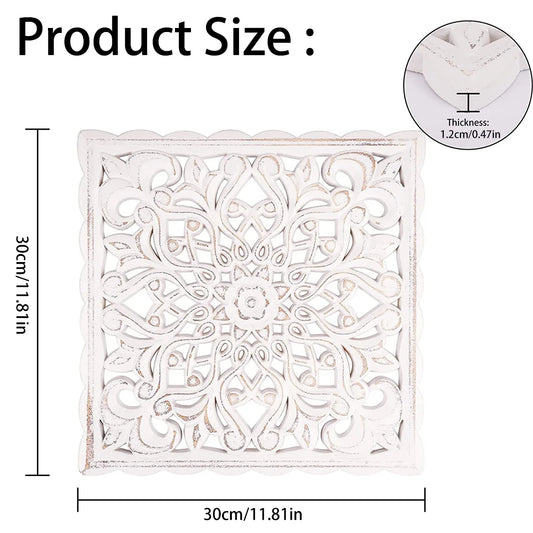 Hollow Carved Wooden Floral Wall Panel Décor