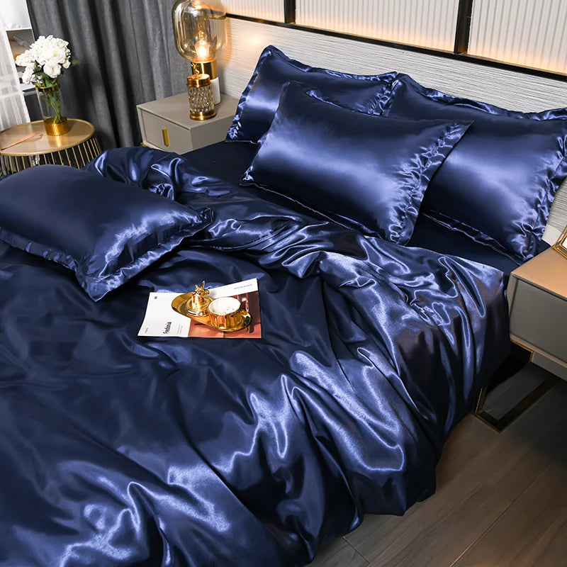 Double-Sided Silky Satin Duvet Cover Set