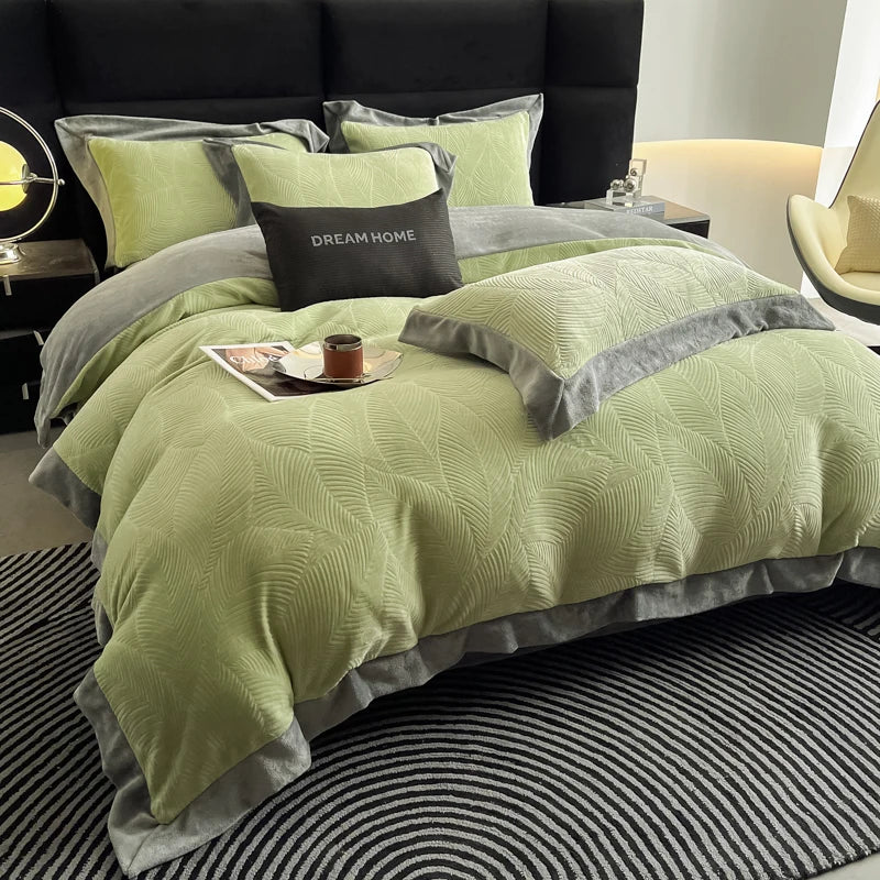 Luxury Carved Velvet Jacquard Duvet Cover Set