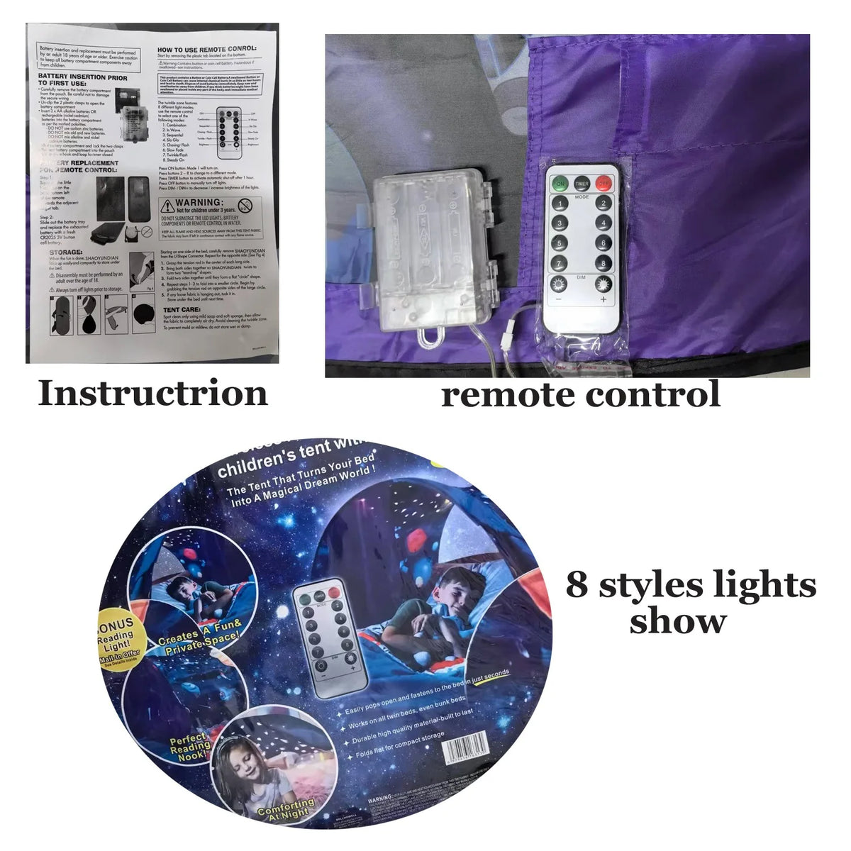 Kids Dream Bed Tent with Lights