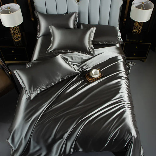 Double-Sided Silky Satin Duvet Cover Set