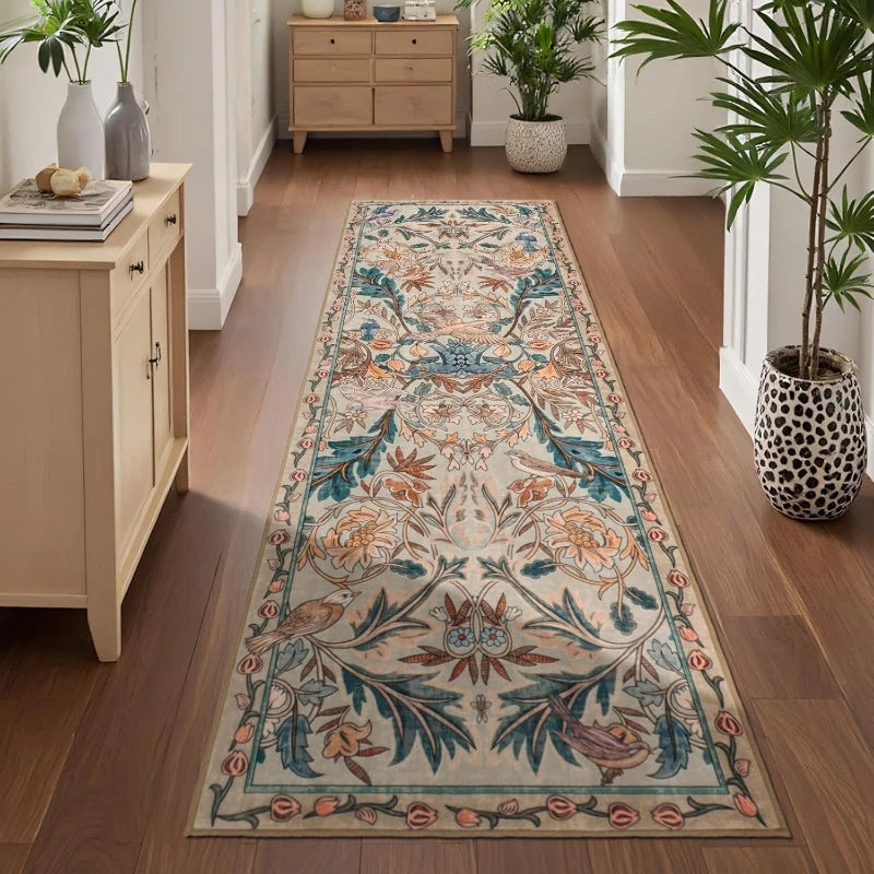 Floral Bird Runner Rug
