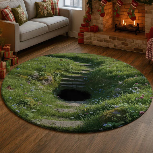 Realistic Grass Pattern Round Rug