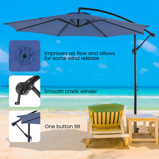 Outdoor 10FT Cantilever Patio Umbrella with Tilt Adjustment
