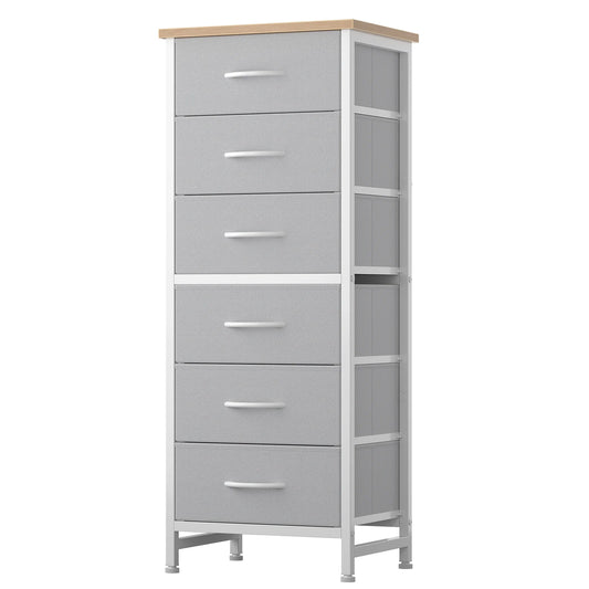 6-Drawer Fabric Dresser with Wood Top