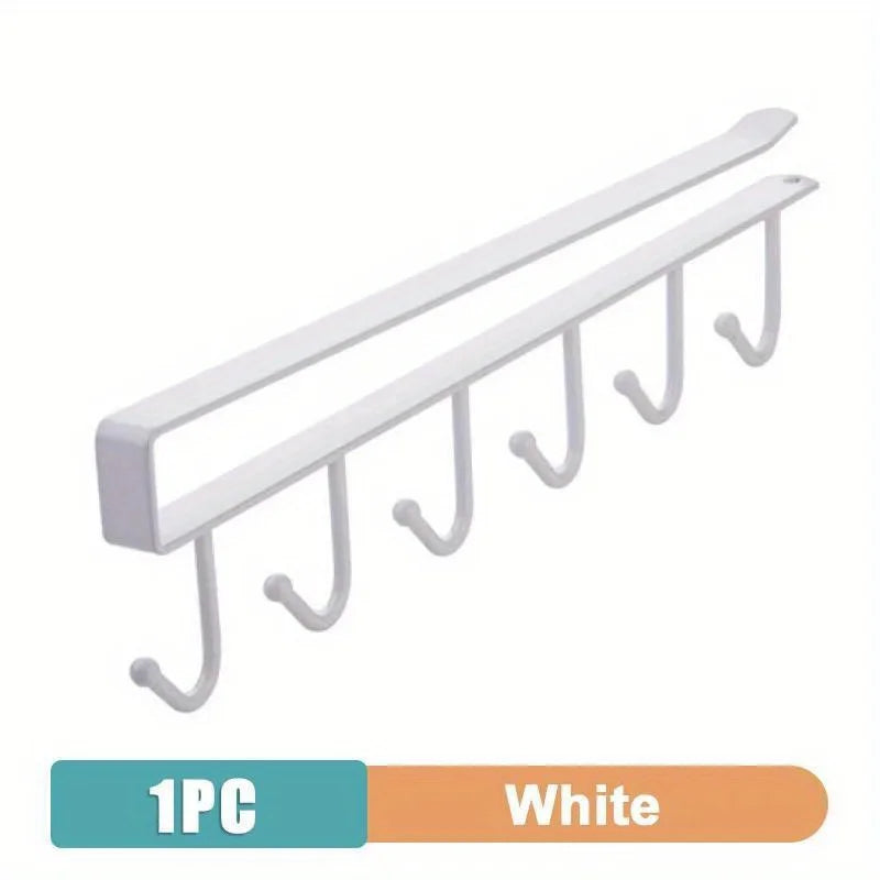 Stainless Steel Under Shelf Mug Holder with 6 Hooks