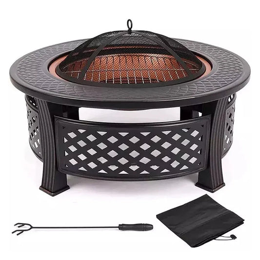 32-Inch Wood Burning Fire Pit with BBQ Grill