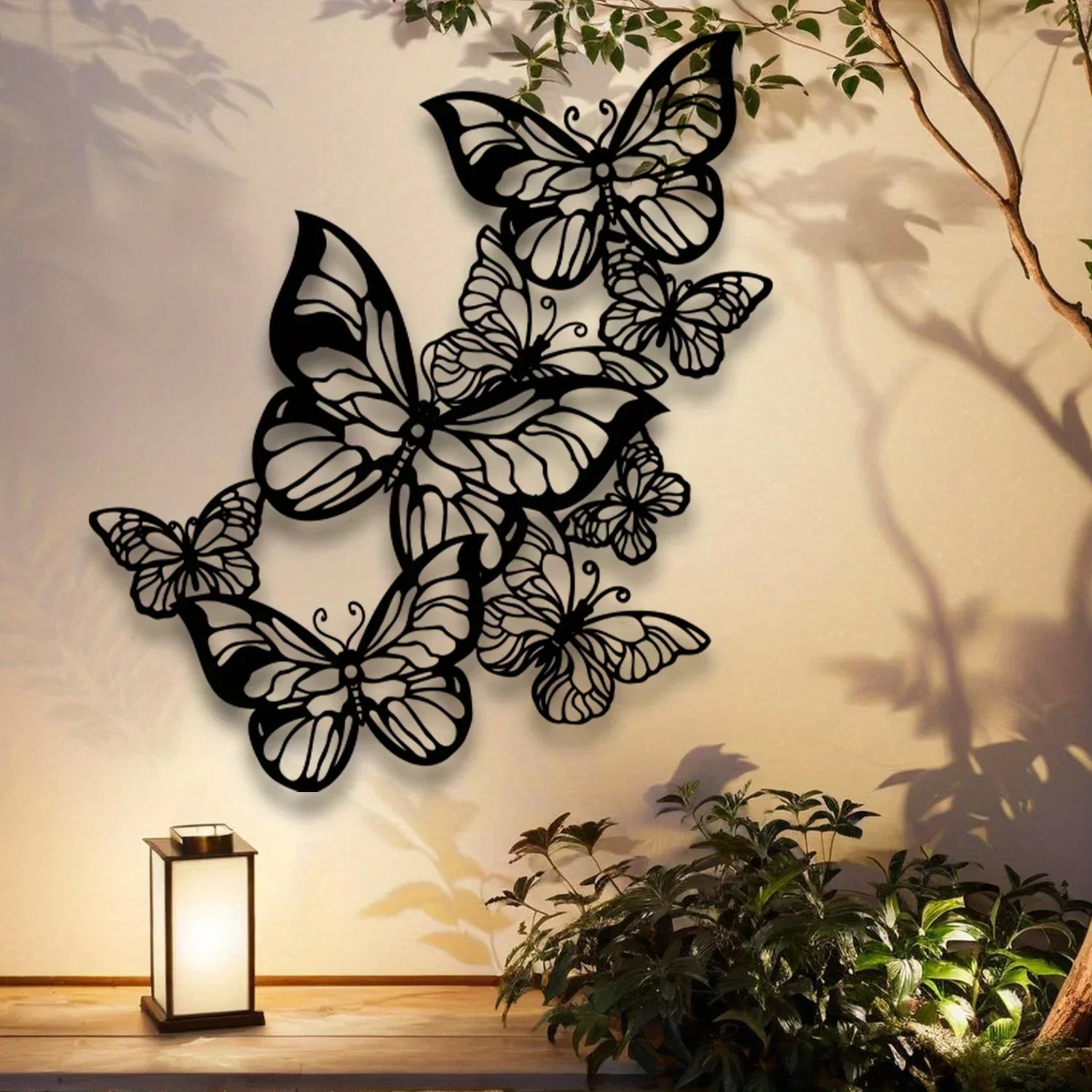 Black & White Butterfly Metal Wall Art Decor