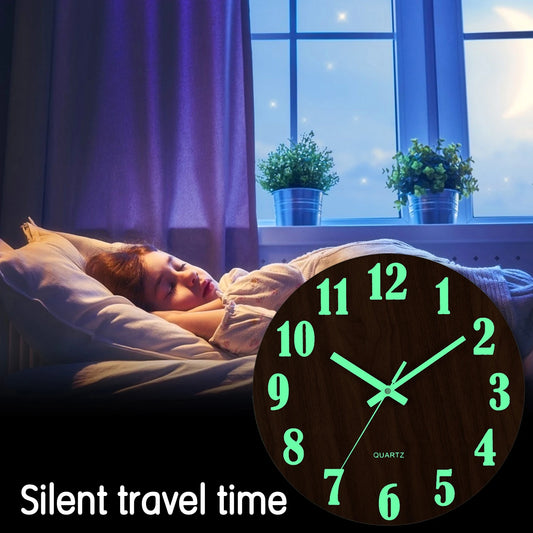 Luminous Silent Wooden Wall Clock