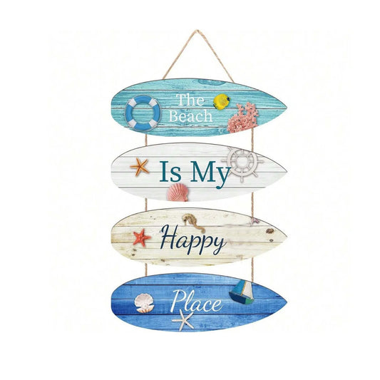 Vintage Beach Welcome Wooden Hanging Sign