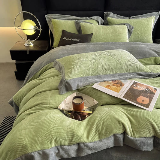 Luxury Carved Velvet Jacquard Duvet Cover Set