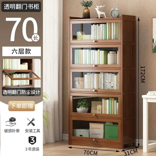 Modern Bamboo Bookcase with Flip Doors