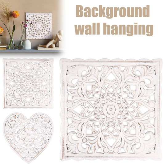 Hollow Carved Wooden Floral Wall Panel Décor