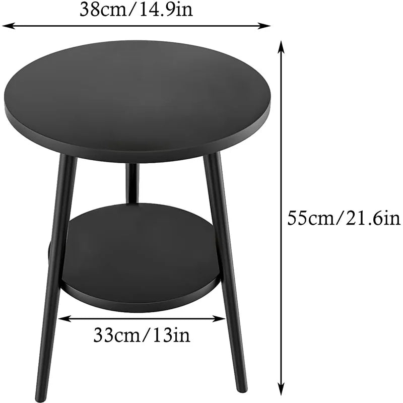 Modern 2-Tier Round Bedside Table